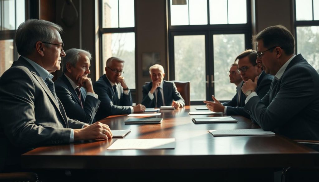 A Boardroom Of Influential Executives Engaged In Thoughtful Discussion, The Weight Of Their Decisions Evident In Their Expressions. Soft Natural Lighting Filters Through Large Windows, Casting A Pensive Glow Across The Mahogany Table. The Camera Angle Captures The Gravitas Of The Scene, Emphasizing The Power Of Their Collective Expertise. Subtle Details Like The Polished Leather Chairs And Precisely Arranged Documents Convey A Sense Of Authority And Considered Deliberation. The Mood Is One Of Thoughtful Contemplation, As These Industry Leaders Shape The Future With Their Visionary Insight. A Boardroom Of Influential Executives Engaged In Thoughtful Discussion, The Weight Of Their Decisions Evident In Their Expressions. Soft Natural Lighting Filters Through Large Windows, Casting A Pensive Glow Across The Mahogany Table. The Camera Angle Captures The Gravitas Of The Scene, Emphasizing The Power Of Their Collective Expertise. Subtle Details Like The Polished Leather Chairs And Precisely Arranged Documents Convey A Sense Of Authority And Considered Deliberation. The Mood Is One Of Thoughtful Contemplation, As These Industry Leaders Shape The Future With Their Visionary Insight.