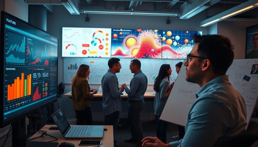 A Bustling Office Scene, Showcasing The Analytical Process Of Consumer Behavior. In The Foreground, A Data Analyst Meticulously Examines Charts And Graphs On A Large, High-Resolution Monitor, Their Face Illuminated By The Warm Glow Of The Screen. The Middle Ground Features A Team Of Researchers Collaborating, Discussing Insights And Strategies, Surrounded By Whiteboards Filled With Colorful Notes And Diagrams. In The Background, A Wall-Mounted Display Presents Captivating Visualizations, Representing The Emotional Pulse Of Various Brand Sentiments. The Lighting Is Soft And Ambient, Creating A Sense Of Focus And Concentration. The Overall Atmosphere Conveys The Power Of Data-Driven Decision-Making And The Pursuit Of Understanding Consumer Mindsets. A Bustling Office Scene, Showcasing The Analytical Process Of Consumer Behavior. In The Foreground, A Data Analyst Meticulously Examines Charts And Graphs On A Large, High-Resolution Monitor, Their Face Illuminated By The Warm Glow Of The Screen. The Middle Ground Features A Team Of Researchers Collaborating, Discussing Insights And Strategies, Surrounded By Whiteboards Filled With Colorful Notes And Diagrams. In The Background, A Wall-Mounted Display Presents Captivating Visualizations, Representing The Emotional Pulse Of Various Brand Sentiments. The Lighting Is Soft And Ambient, Creating A Sense Of Focus And Concentration. The Overall Atmosphere Conveys The Power Of Data-Driven Decision-Making And The Pursuit Of Understanding Consumer Mindsets.