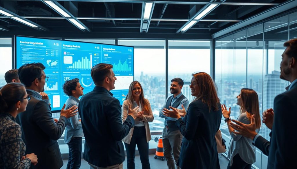 A Bustling Scene Of Dynamic Media Interactions, Captured In A Sleek, Modern Office Setting. The Foreground Depicts A Group Of Professionals Engaged In Animated Discussions, Gesturing Expressively As They Explore The Possibilities Of Conversational Ai. In The Middle Ground, A Large Digital Display Showcases Real-Time Data Visualizations, Highlighting The Insights And Engagement Generated Through These Innovative Interactions. The Background Reveals A Panoramic View Of The City Skyline, Hinting At The Far-Reaching Impact Of This Transformative Technology. Soft, Directional Lighting Illuminates The Space, Creating A Sense Of Energy And Innovation. The Overall Atmosphere Conveys A Sense Of Forward-Thinking, Collaborative Exploration, Where The Future Of Media Engagement Is Being Shaped. A Bustling Scene Of Dynamic Media Interactions, Captured In A Sleek, Modern Office Setting. The Foreground Depicts A Group Of Professionals Engaged In Animated Discussions, Gesturing Expressively As They Explore The Possibilities Of Conversational Ai. In The Middle Ground, A Large Digital Display Showcases Real-Time Data Visualizations, Highlighting The Insights And Engagement Generated Through These Innovative Interactions. The Background Reveals A Panoramic View Of The City Skyline, Hinting At The Far-Reaching Impact Of This Transformative Technology. Soft, Directional Lighting Illuminates The Space, Creating A Sense Of Energy And Innovation. The Overall Atmosphere Conveys A Sense Of Forward-Thinking, Collaborative Exploration, Where The Future Of Media Engagement Is Being Shaped.