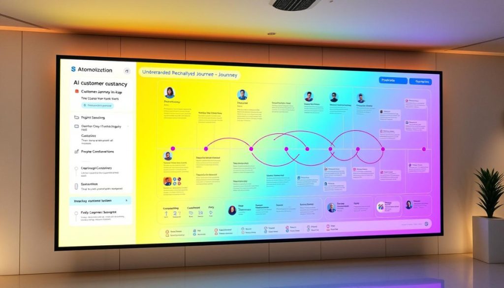 A Detailed Personalized Customer Journey Map Displayed On A Large Digital Screen, Showcasing A Customer'S Interaction With A Company Across Multiple Touchpoints. Vibrant Colors, Clean Lines, And Intuitive Icons Guide The Viewer Through The Different Stages Of The Journey. The Map Is Illuminated By A Soft, Warm Lighting, Creating A Sense Of Depth And Clarity. Sleek, Minimalist Design Elements Complement The Data Visualization, Highlighting The Insights And Analytics That Drive The Customer Experience Optimization. The Image Conveys A Harmonious Blend Of Technology, Data, And Human-Centric Design, Reflecting The &Quot;Ai Tool Customization&Quot; Theme And The &Quot;Understanding Ai Tool Customization And Its Impact&Quot; Section.