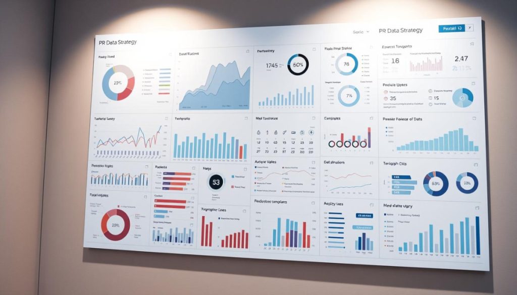 A Highly Detailed And Photorealistic Data Visualization Dashboard, Showcasing A Comprehensive &Quot;Pr Data Strategy.&Quot; The Dashboard Features Various Interactive Graphs, Charts, And Infographics, All Presented On A Sleek, Minimalist Interface With Clean Lines And A Neutral Color Palette. The Layout Is Well-Organized, With Clear Sections And Intuitive Navigation. Soft, Directional Lighting Illuminates The Dashboard, Creating Depth And Emphasizing The Data Visualizations. The Camera Angle Is Slightly Elevated, Providing An Overview Of The Dashboard While Maintaining A Sense Of Sophistication. The Mood Is One Of Professionalism, Clarity, And Data-Driven Decision Making, Reflecting The Article'S Focus On Effective Data Visualization For Public Relations.