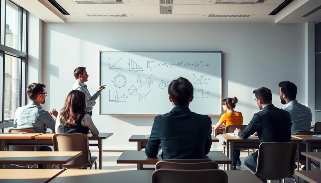 A Highly Detailed, Hyper-Realistic Illustration Of A Teacher-Student Model Framework In A Modern Classroom Setting. The Foreground Features A Teacher Standing At The Center, Gesturing Towards A Large Whiteboard Displaying Technical Diagrams And Equations. In The Middle Ground, Several Attentive Students Are Seated At Desks, Their Expressions Focused As They Take Notes. The Background Showcases A Sleek, Minimalist Classroom Design With Large Windows Allowing Natural Light To Stream In, Creating A Warm, Productive Atmosphere. The Lighting Is Directional, Casting Dramatic Shadows And Highlights To Accentuate The Forms. The Composition Utilizes A Low Angle Perspective To Convey A Sense Of Authority And Importance Of The Subject Matter. A Highly Detailed, Hyper-Realistic Illustration Of A Teacher-Student Model Framework In A Modern Classroom Setting. The Foreground Features A Teacher Standing At The Center, Gesturing Towards A Large Whiteboard Displaying Technical Diagrams And Equations. In The Middle Ground, Several Attentive Students Are Seated At Desks, Their Expressions Focused As They Take Notes. The Background Showcases A Sleek, Minimalist Classroom Design With Large Windows Allowing Natural Light To Stream In, Creating A Warm, Productive Atmosphere. The Lighting Is Directional, Casting Dramatic Shadows And Highlights To Accentuate The Forms. The Composition Utilizes A Low Angle Perspective To Convey A Sense Of Authority And Importance Of The Subject Matter.