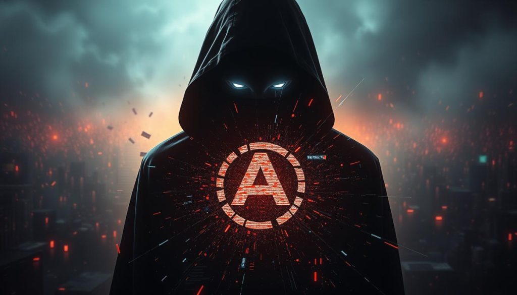 A Hyperrealistic Depiction Of &Quot;Ai Era Brand Threats&Quot;. In The Foreground, A Shadowy Figure With Glowing Eyes, Cloaked In Digital Distortions, Looms Ominously, Representing The Emergence Of Ai-Generated Impersonations. In The Middle Ground, A Brand Logo Is Being Torn Apart By Digital Glitches And Corrupted Pixels, Symbolizing The Vulnerability Of Brand Identity. In The Background, A Chaotic Landscape Of Disintegrating Visual Elements And Disruptive Technological Forces, Evoking The Pervasive, Unsettling Nature Of Ai-Driven Brand Threats. Dramatic Lighting Casts An Ominous, Foreboding Atmosphere, Emphasizing The Gravity Of The Situation.