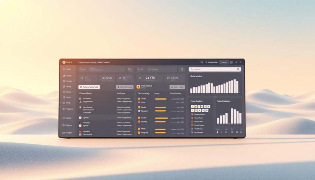 A Hyperrealistic Digital Illustration Showcasing An Automated Media List Interface. In The Foreground, A Sleek, Minimalist Dashboard Displays A Comprehensive Overview Of Media Contacts, Their Details, And Engagement History. In The Middle Ground, An Intuitive Search And Filtering System Allows For Effortless Curation Of Tailored Media Lists. The Background Features A Serene, Abstract Landscape Of Data Visualizations And Analytics, Conveying The Power And Efficiency Of Automating This Crucial Pr Task. The Scene Is Illuminated By A Warm, Natural Lighting That Enhances The Clean, Modern Aesthetic. The Overall Mood Is One Of Sophistication, Productivity, And The Seamless Integration Of Technology Into The Pr Workflow.