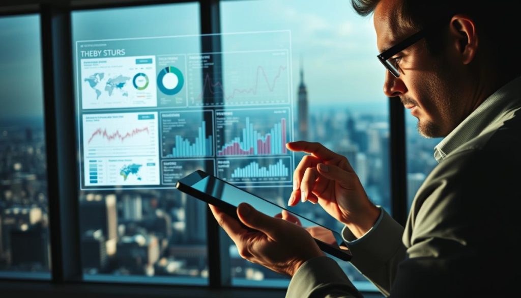 A Meticulously Crafted Data Visualization Dashboard Hovers In A Dimly Lit Office, Its Intricate Charts And Graphs Seemingly Suspended In The Air. The Foreground Is Dominated By A Contemplative Executive, Hand Poised On A Tablet, Brow Furrowed As They Grapple With The Elusive Challenge Of Quantifying The True Return On Investment From Their Digital Pr Campaigns. In The Background, A Sprawling Cityscape Drifts Out Of Focus, Symbolizing The Complex, Ever-Changing Landscape Of Modern Marketing. Precise Lighting Casts Dramatic Shadows, Heightening The Sense Of Gravity And Introspection. The Scene Conveys The Essence Of The &Quot;The Elusive Roi Of Pr: Challenges And Workarounds&Quot; - A Thoughtful Exploration Of The Difficulties In Measuring The Impact Of Public Relations Efforts In The Digital Age.