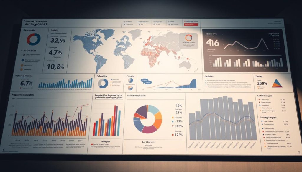 A Meticulously Designed Data Visualization Dashboard Showcasing Comprehensive Demographic Statistics. In The Foreground, A Series Of Interactive Charts And Graphs Present Granular Insights Into Key Population Segments, Illuminating Crucial Audience Insights. The Middle Ground Depicts A Backdrop Of World Maps And Geographical Data Visualizations, Providing A Broader Contextual Framework. Soft, Muted Lighting Casts An Analytical And Authoritative Tone, While A Clean, Minimalist Layout Prioritizes Clarity And Data-Driven Decision-Making. The Overall Atmosphere Exudes A Sense Of Scholarly Rigor And Strategic Relevance, Perfectly Suited To Guide The Audience Through Targeted Demographic Analysis.