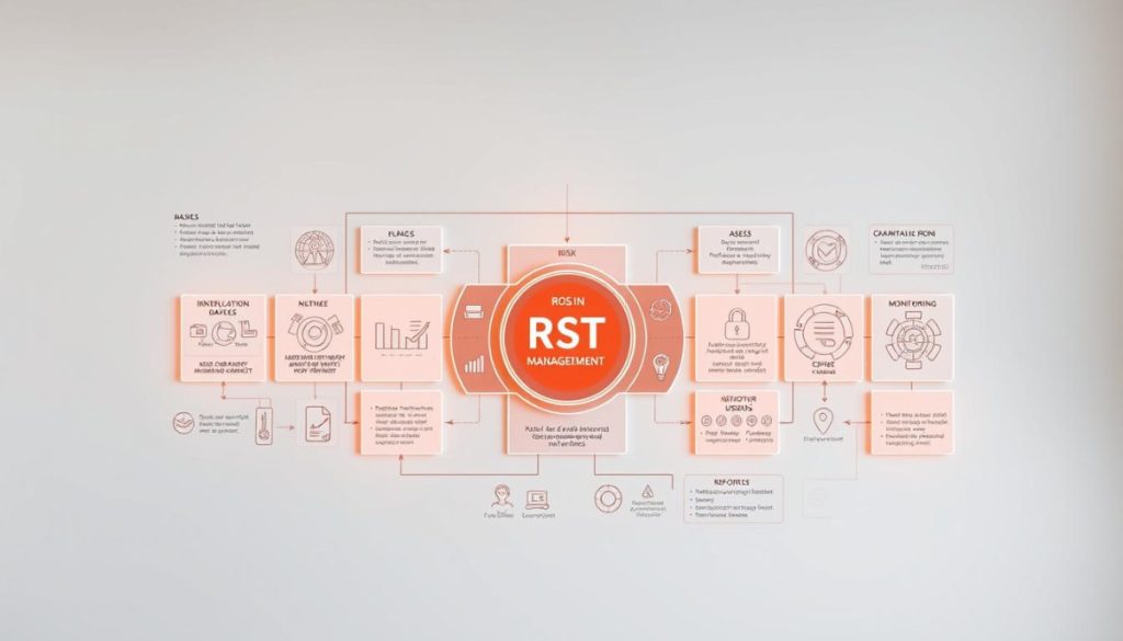 A Meticulously Detailed, High-Resolution Illustration Of A Comprehensive Ict Risk Management Framework. Illuminated By Warm, Natural Lighting, It Depicts A Series Of Interconnected Modules Representing The Core Components: Risk Identification, Assessment, Mitigation, Monitoring, And Reporting. The Framework Is Set Against A Clean, Minimalist Background, Allowing The Intricate Details To Take Center Stage. Precise Technical Diagrams, Graphs, And Icons Convey The Framework'S Structure And Functionality, While A Subtle Sense Of Depth And Perspective Creates A Visually Striking And Informative Composition.