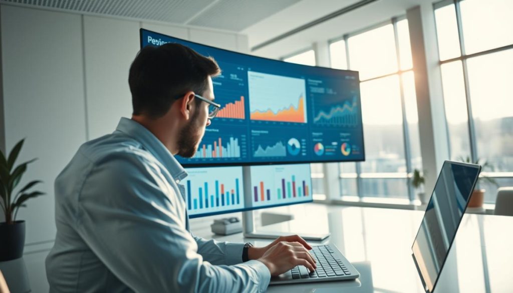 A Modern Data Visualization Dashboard With Interactive Charts And Graphs, Displayed On A Large Curved Monitor In A Bright, Airy Office Setting. Soft Natural Lighting Filters Through Panoramic Windows, Casting A Warm Glow On The Sleek, Minimalist Workspace. In The Foreground, A Data Analyst Intently Studies The Insights, Hand Poised Thoughtfully Over The Keyboard. The Overall Atmosphere Conveys A Sense Of Data-Driven Storytelling, Where Information Is Transformed Into Impactful Narratives To Guide Strategic Decision-Making. A Modern Data Visualization Dashboard With Interactive Charts And Graphs, Displayed On A Large Curved Monitor In A Bright, Airy Office Setting. Soft Natural Lighting Filters Through Panoramic Windows, Casting A Warm Glow On The Sleek, Minimalist Workspace. In The Foreground, A Data Analyst Intently Studies The Insights, Hand Poised Thoughtfully Over The Keyboard. The Overall Atmosphere Conveys A Sense Of Data-Driven Storytelling, Where Information Is Transformed Into Impactful Narratives To Guide Strategic Decision-Making.