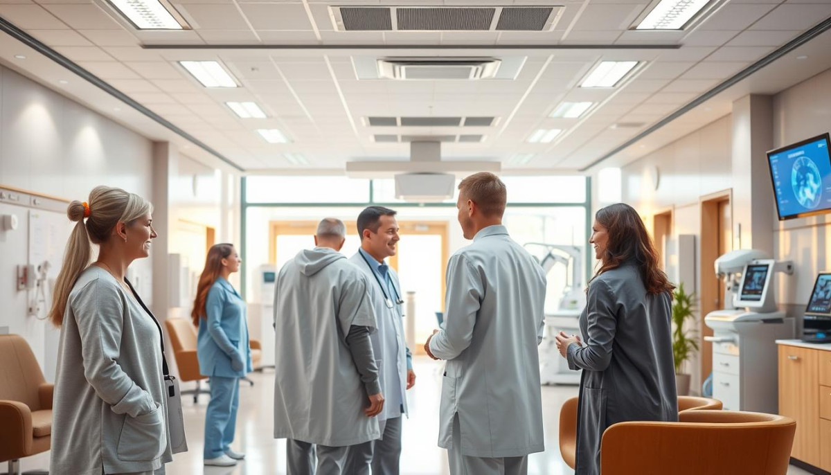 A Modern Medical Facility Bathed In Warm Natural Lighting. The Interior Evokes A Sense Of