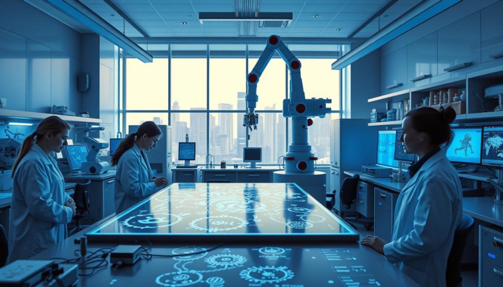 A Modern Research Lab, Bathed In Cool Blue Lighting. Sleek Metal Workstations And Holographic Displays Fill The Foreground, As Researchers In White Coats Scrutinize Complex Molecular Diagrams. In The Middle Ground, A Towering Robotic Arm Operates With Precision, Manipulating Delicate Samples. The Background Reveals High-Tech Instrumentation, Diagnostic Monitors, And An Expansive Window Overlooking A Gleaming Skyline. The Atmosphere Is One Of Focused Intensity, As The Team Pushes The Boundaries Of Mechanistic Understanding Through Advanced Computational Modeling And Experimentation. A Modern Research Lab, Bathed In Cool Blue Lighting. Sleek Metal Workstations And Holographic Displays Fill The Foreground, As Researchers In White Coats Scrutinize Complex Molecular Diagrams. In The Middle Ground, A Towering Robotic Arm Operates With Precision, Manipulating Delicate Samples. The Background Reveals High-Tech Instrumentation, Diagnostic Monitors, And An Expansive Window Overlooking A Gleaming Skyline. The Atmosphere Is One Of Focused Intensity, As The Team Pushes The Boundaries Of Mechanistic Understanding Through Advanced Computational Modeling And Experimentation.