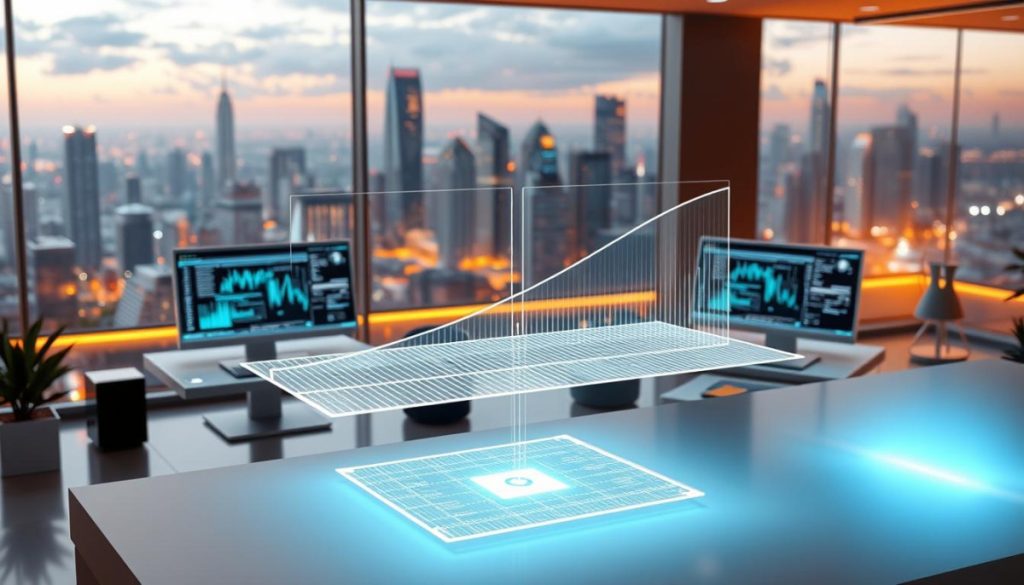 A Precise Data Visualization Depicting The Trade-Off Between Performance And Accuracy In A Vector Database Scaling Scenario. A Meticulously Rendered 3D Scene Set In A Sleek, Modern Office Environment. In The Foreground, A Minimalist, Floating Holographic Display Showcases Performance And Accuracy Metrics, The Lines Converging And Diverging To Illustrate The Complex Relationship. The Middle Ground Features A Pair Of Elegant, High-End Workstations, Their Screens Displaying Intricate Visualizations And Technical Schematics. The Background Is A Panoramic Cityscape, With Towering Skyscrapers And A Vibrant, Futuristic Skyline, Conveying A Sense Of Innovation And Technological Progress. Warm, Directional Lighting Casts Dramatic Shadows, Enhancing The Sense Of Depth And Technical Sophistication. Rendered With The Highest Level Of Photorealism To Complement The Authoritative, Expert-Level Content Of The Article. A Precise Data Visualization Depicting The Trade-Off Between Performance And Accuracy In A Vector Database Scaling Scenario. A Meticulously Rendered 3D Scene Set In A Sleek, Modern Office Environment. In The Foreground, A Minimalist, Floating Holographic Display Showcases Performance And Accuracy Metrics, The Lines Converging And Diverging To Illustrate The Complex Relationship. The Middle Ground Features A Pair Of Elegant, High-End Workstations, Their Screens Displaying Intricate Visualizations And Technical Schematics. The Background Is A Panoramic Cityscape, With Towering Skyscrapers And A Vibrant, Futuristic Skyline, Conveying A Sense Of Innovation And Technological Progress. Warm, Directional Lighting Casts Dramatic Shadows, Enhancing The Sense Of Depth And Technical Sophistication. Rendered With The Highest Level Of Photorealism To Complement The Authoritative, Expert-Level Content Of The Article.