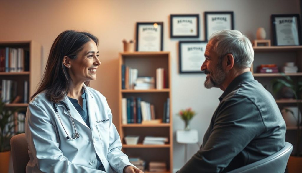 A Serene, Softly-Lit Medical Office Interior, With A Warm, Inviting Atmosphere. In The Foreground, A Doctor And Patient Sit Across From Each Other, Their Expressions Conveying A Sense Of Trust And Open Communication. The Doctor'S Gaze Is Attentive, Their Body Language Reassuring. The Patient Appears Relaxed, Engaged In The Consultation. In The Background, Shelves Of Medical Books And Framed Certifications Instill A Feeling Of Professionalism And Expertise. Warm, Diffused Lighting Bathes The Scene, Creating A Calming, Harmonious Ambiance That Reflects The Importance Of Trust In Alternative Medicine. A Serene, Softly-Lit Medical Office Interior, With A Warm, Inviting Atmosphere. In The Foreground, A Doctor And Patient Sit Across From Each Other, Their Expressions Conveying A Sense Of Trust And Open Communication. The Doctor'S Gaze Is Attentive, Their Body Language Reassuring. The Patient Appears Relaxed, Engaged In The Consultation. In The Background, Shelves Of Medical Books And Framed Certifications Instill A Feeling Of Professionalism And Expertise. Warm, Diffused Lighting Bathes The Scene, Creating A Calming, Harmonious Ambiance That Reflects The Importance Of Trust In Alternative Medicine.