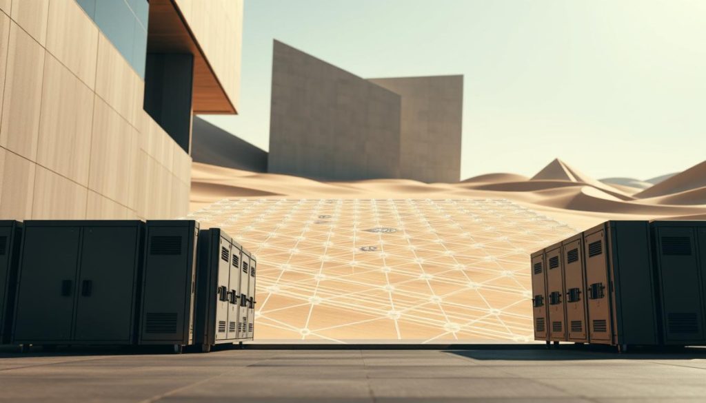 A Sleek And Modern Architectural Composition Showcasing The Key Components Of A Robust Ai Framework. In The Foreground, A Series Of Modular Units Representing The Core Modules - Data Processing, Model Training, And Inference. These Units Are Rendered In Metallic Tones, With Clean Lines And Geometric Shapes, Conveying A Sense Of Precision And Efficiency. In The Middle Ground, A Matrix Of Interconnected Nodes And Pathways, Visualizing The Flexible Integration And Communication Between The Framework Components. The Nodes Emit A Soft Glow, Hinting At The Intelligent Data Flows Powering The System. The Background Features A Minimalist Landscape Of Abstract Geometric Forms, Suggesting The Scalable And Adaptable Nature Of The Framework. Dramatic Lighting Casts Long Shadows, Creating A Sense Of Depth And Emphasizing The Sturdy, Dependable Nature Of The Overall System. The Image Should Be Shot From A Low Angle, With A Shallow Depth Of Field To Highlight The Focal Points, Using A Warm, Neutral Color Palette To Maintain