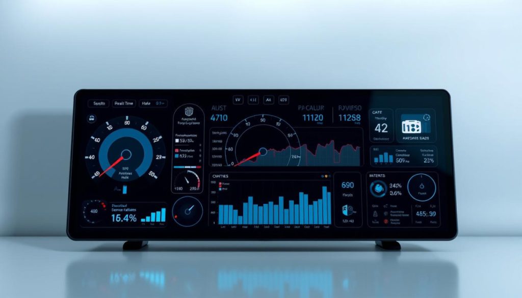 A Sleek, High-Tech Digital Dashboard Dominates The Frame, Displaying Real-Time Predictive Maintenance Metrics And Analytics On A Large, Ultra-Bright Touchscreen Display. Precision-Engineered Gauges, Dials, And Graphical Visualizations Provide A Wealth Of Data, From Component Health And Equipment Performance To Predicted Failure Rates And Recommended Service Intervals. The Dashboard Is Set Against A Minimalist, Monochromatic Backdrop, Bathed In Cool, Indirect Lighting That Accentuates Its Modern, Industrial Aesthetic. The Overall Composition Conveys A Sense Of Technological Sophistication And Data-Driven Decision-Making That Empowers Proactive, Condition-Based Maintenance Strategies. A Sleek, High-Tech Digital Dashboard Dominates The Frame, Displaying Real-Time Predictive Maintenance Metrics And Analytics On A Large, Ultra-Bright Touchscreen Display. Precision-Engineered Gauges, Dials, And Graphical Visualizations Provide A Wealth Of Data, From Component Health And Equipment Performance To Predicted Failure Rates And Recommended Service Intervals. The Dashboard Is Set Against A Minimalist, Monochromatic Backdrop, Bathed In Cool, Indirect Lighting That Accentuates Its Modern, Industrial Aesthetic. The Overall Composition Conveys A Sense Of Technological Sophistication And Data-Driven Decision-Making That Empowers Proactive, Condition-Based Maintenance Strategies.