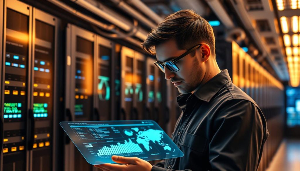 A Sleek, Modern Data Center With Rows Of High-Performance Servers And Network Equipment, Illuminated By Warm Overhead Lighting. In The Foreground, A Data Scientist Intently Examines A Holographic Dashboard, Optimizing The Parameters Of A Complex Machine Learning Workflow. The Background Is Filled With Glowing Data Visualizations And Analytics, Creating A Sense Of Technological Prowess And Efficient Data Management. The Scene Conveys The Seamless Integration Of Cutting-Edge Hardware, Software, And Human Expertise, Elevating The Optimization Of Ml Workflows To An Art Form.