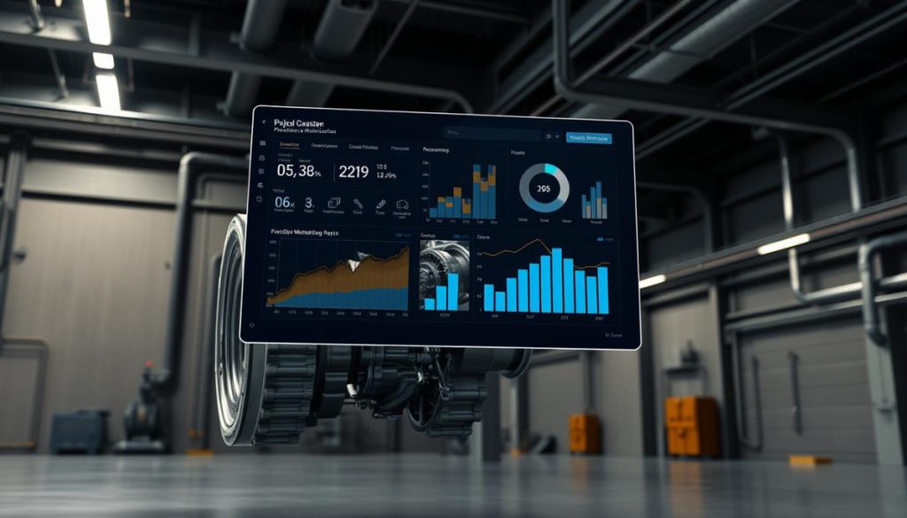 A Sleek, Modern Data Visualization Dashboard Floats Mid-Frame, Displaying A Range Of Real-Time Predictive Maintenance Metrics And Analysis. In The Foreground, A High-Resolution 3D Render Of A Complex Industrial Machinery Component Casts Dynamic Shadows, Showcasing Its Intricate Inner Workings. The Background Features A Dimly Lit, Minimalist Industrial Setting With Steel Beams, Pipes, And Muted Tones, Emphasizing The Power And Precision Of Condition-Based Monitoring. Crisp, Even Lighting Illuminates The Scene, Captured Through A Wide-Angle Lens To Convey A Sense Of Scope And Grandeur. The Overall Tone Is One Of Technological Sophistication, Data-Driven Insights, And The Fusion Of Man And Machine For Enhanced Business Performance. A Sleek, Modern Data Visualization Dashboard Floats Mid-Frame, Displaying A Range Of Real-Time Predictive Maintenance Metrics And Analysis. In The Foreground, A High-Resolution 3D Render Of A Complex Industrial Machinery Component Casts Dynamic Shadows, Showcasing Its Intricate Inner Workings. The Background Features A Dimly Lit, Minimalist Industrial Setting With Steel Beams, Pipes, And Muted Tones, Emphasizing The Power And Precision Of Condition-Based Monitoring. Crisp, Even Lighting Illuminates The Scene, Captured Through A Wide-Angle Lens To Convey A Sense Of Scope And Grandeur. The Overall Tone Is One Of Technological Sophistication, Data-Driven Insights, And The Fusion Of Man And Machine For Enhanced Business Performance.