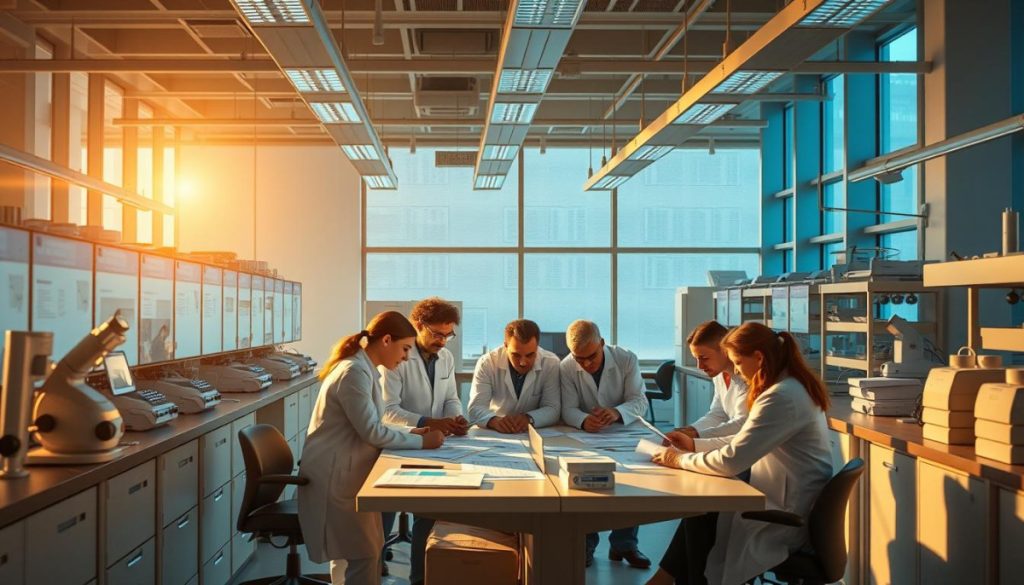 A Spacious And Well-Lit Research Laboratory, Bathed In Soft, Warm Lighting That Emanates An Atmosphere Of Diligence And Discovery. Rows Of Sleek, Modern Equipment Stand Ready To Aid In The Analysis Of Crucial Medical Data. A Team Of Dedicated Healthcare Journalists Huddles Around A Central Table, Poring Over Charts, Graphs, And Reports, Their Expressions Intense As They Unravel The Insights Hidden Within The Numbers. The Room Is Filled With A Palpable Energy, A Sense Of Purpose Driving Their Pursuit Of The Truth That Will Inform Their Impactful Stories. Sunlight Filters In Through Large Windows, Casting A Golden Glow And Lending An Air Of Professionalism And Credibility To The Proceedings.