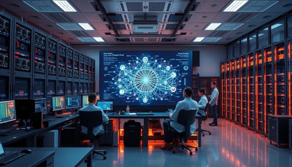 A State-Of-The-Art Ai Research Laboratory, Bathed In A Warm, Focused Glow. Rows Of High-Performance Workstations Display Complex Neural Network Visualizations, With Scientists In Lab Coats Intently Studying The Training Process. Massive Server Racks Hum In The Background, Processing Vast Datasets To Refine And Optimize The Language Model. Holographic Displays Showcase Model Performance Metrics, While A Large Central Screen Visualizes The Multi-Layered Computational Graph. The Atmosphere Is One Of Intense Focus, Discovery, And The Relentless Pursuit Of Ai Breakthroughs. A State-Of-The-Art Ai Research Laboratory, Bathed In A Warm, Focused Glow. Rows Of High-Performance Workstations Display Complex Neural Network Visualizations, With Scientists In Lab Coats Intently Studying The Training Process. Massive Server Racks Hum In The Background, Processing Vast Datasets To Refine And Optimize The Language Model. Holographic Displays Showcase Model Performance Metrics, While A Large Central Screen Visualizes The Multi-Layered Computational Graph. The Atmosphere Is One Of Intense Focus, Discovery, And The Relentless Pursuit Of Ai Breakthroughs.