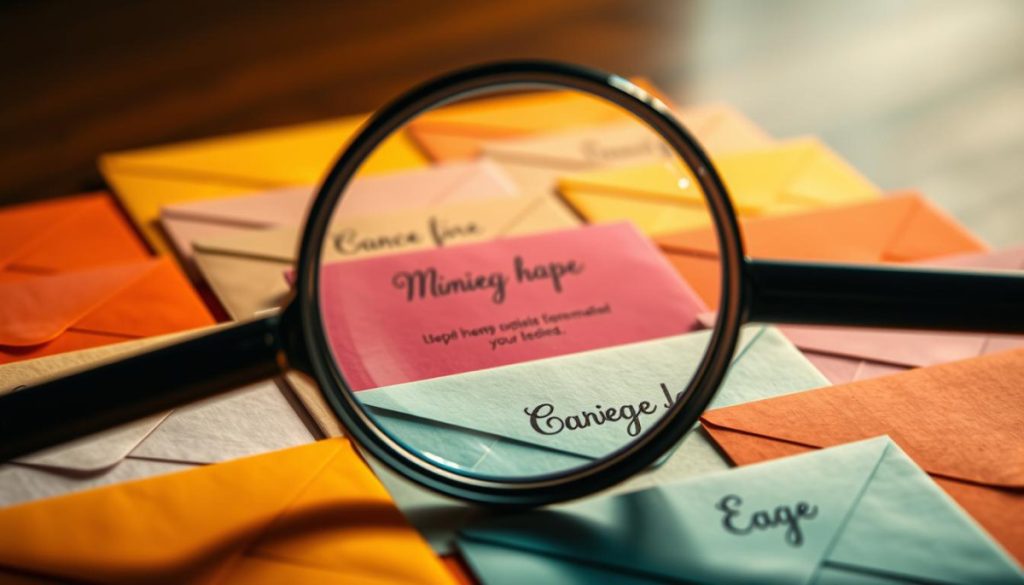 A Striking, Hyperrealistic Image Of A Magnifying Glass Hovering Over A Neatly Arranged Array Of Different Colored Envelopes, Each Representing A Unique Pr Pitch Subject Line. The Image Is Bathed In Warm, Directional Lighting That Creates Dramatic Shadows And Highlights The Intricate Textures Of The Materials. The Depth Of Field Is Shallow, Drawing The Viewer'S Attention To The Central Magnifying Glass And The Subject Lines It Scrutinizes. The Overall Mood Is One Of Analysis And Importance, Conveying The Critical Nature Of Optimizing Email Subject Lines For Successful Pr Outreach.