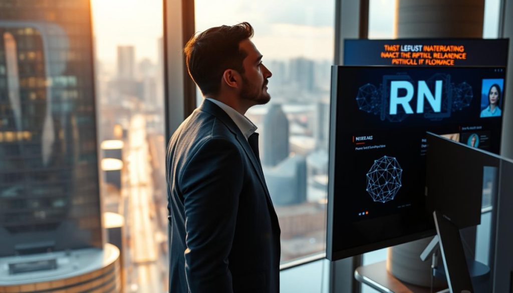 A Thoughtful Business Person Standing In A Sleek, Modern Office, Gazing Out A Large Window Overlooking A Bustling Cityscape. Warm, Natural Lighting Cascades Across Their Face, Conveying A Sense Of Contemplation And Introspection. In The Foreground, A Computer Monitor Displays A Complex Ai Algorithm, While The Background Features An Elegant Pr Campaign On A Display Screen. The Juxtaposition Of The Human And The Technology Symbolizes The Delicate Balance Of Trust Between Public Relations And The Ethical Application Of Artificial Intelligence. A Thoughtful Business Person Standing In A Sleek, Modern Office, Gazing Out A Large Window Overlooking A Bustling Cityscape. Warm, Natural Lighting Cascades Across Their Face, Conveying A Sense Of Contemplation And Introspection. In The Foreground, A Computer Monitor Displays A Complex Ai Algorithm, While The Background Features An Elegant Pr Campaign On A Display Screen. The Juxtaposition Of The Human And The Technology Symbolizes The Delicate Balance Of Trust Between Public Relations And The Ethical Application Of Artificial Intelligence.
