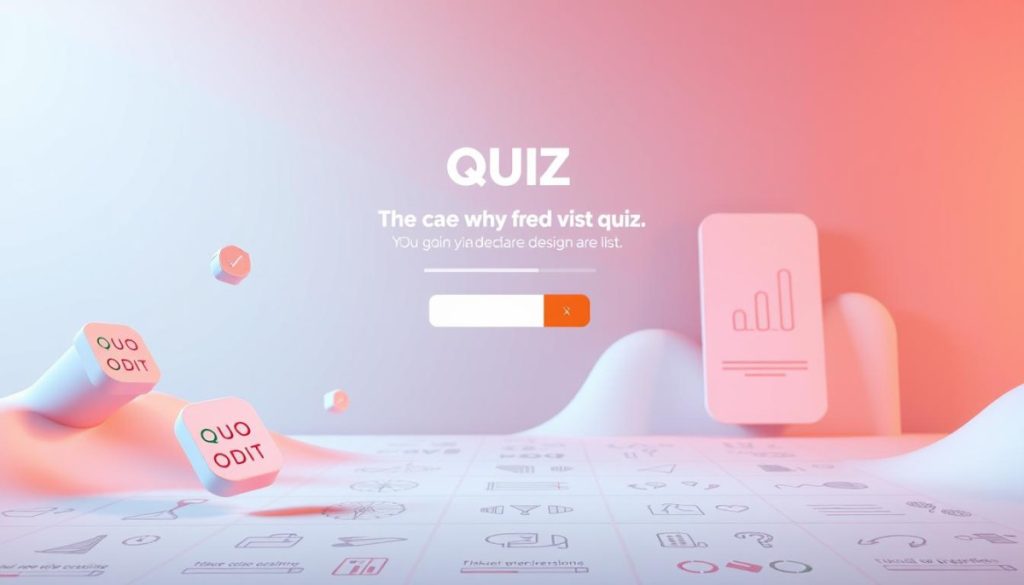 A Vibrant And Interactive Quiz Interface With A Sleek, Modern Design. In The Foreground, A Series Of Multiple-Choice Questions Float Against A Soft, Gradient Background, Inviting The Viewer To Engage. The Center Features A Dynamic Progress Bar And A Clear Call-To-Action Button, Emphasizing The Lead Generation Purpose. The Middle Ground Showcases A Collection Of Relevant Icons And Infographic Elements, Providing A Sense Of Educational Content. In The Background, Subtle Textures And Geometric Patterns Create A Professional, Polished Atmosphere, While Warm, Directional Lighting Adds Depth And Sophistication To The Scene.