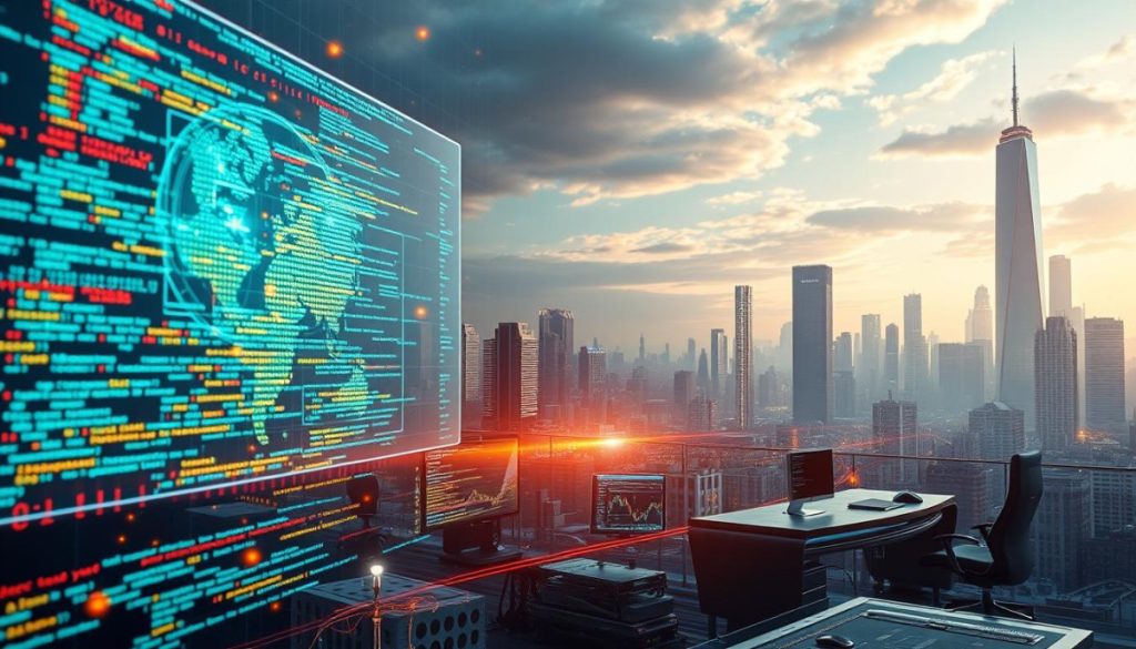 A Vibrant Digital Landscape, Where Lines Of Code And Data Streams Converge In A Symphony Of Technological Progress. In The Foreground, A Holographic Interface Shimmers, Its Intricate Visualizations Guiding The User Through The Complexities Of Software Debugging. The Middle Ground Features A Futuristic Workspace, Replete With Sleek Displays And Intelligent Ai Assistants, Seamlessly Integrating Human Expertise With Machine Intelligence. The Background Depicts A Cityscape, Its Skyscrapers Reaching Towards The Sky, Emblematic Of The Transformative Power Of Digital Transformation. Soft, Warm Lighting Bathes The Scene, Creating An Atmosphere Of Innovation And Discovery. Capture The Essence Of Embracing Digital Transformation In The World Of Debugging.