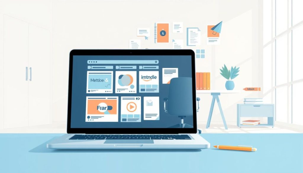 A Vibrant, Dynamic Brand Messaging Strategy Illustration With A Clean, Minimalist Aesthetic. In The Foreground, A Sleek, Modern Laptop Displays A Series Of Carefully Crafted Social Media Posts, Each Capturing The Essence Of The Brand'S Unique Voice And Visual Identity. The Middle Ground Features A Neatly Organized Workspace, Complete With A Stylish Desk, Ergonomic Chair, And An Array Of Strategically Placed Brand Assets, Such As Logo-Emblazoned Notebooks And Pens. In The Background, A Softly Lit, Contemporary Office Space Sets The Stage, With Geometric Patterns And Muted Colors Creating A Sense Of Cohesion And Professionalism. The Overall Composition Conveys A Strategic, Well-Thought-Out Approach To Audience-Specific Messaging, Perfectly Suited For The Article'S Subject Matter.