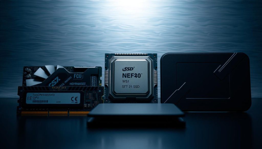 A Well-Lit, Close-Up View Of Essential Ai Infrastructure Components, Including A Powerful Gpu, High-Capacity Ram Modules, A State-Of-The-Art Cpu, And A Sleek, High-Speed Ssd. The Components Are Arranged In A Visually Compelling, Symmetrical Layout Against A Smooth, Metallic Backdrop, Accentuated By Dramatic, Directional Lighting That Casts Subtle Shadows And Highlights The Intricate Details Of Each Piece Of Hardware. The Overall Scene Conveys A Sense Of Technological Sophistication, Power, And Precision, Perfectly Suited To Illustrate The &Quot;Exploring Essential Components Of Ai Infrastructure&Quot; Section Of The Article. A Well-Lit, Close-Up View Of Essential Ai Infrastructure Components, Including A Powerful Gpu, High-Capacity Ram Modules, A State-Of-The-Art Cpu, And A Sleek, High-Speed Ssd. The Components Are Arranged In A Visually Compelling, Symmetrical Layout Against A Smooth, Metallic Backdrop, Accentuated By Dramatic, Directional Lighting That Casts Subtle Shadows And Highlights The Intricate Details Of Each Piece Of Hardware. The Overall Scene Conveys A Sense Of Technological Sophistication, Power, And Precision, Perfectly Suited To Illustrate The &Quot;Exploring Essential Components Of Ai Infrastructure&Quot; Section Of The Article.