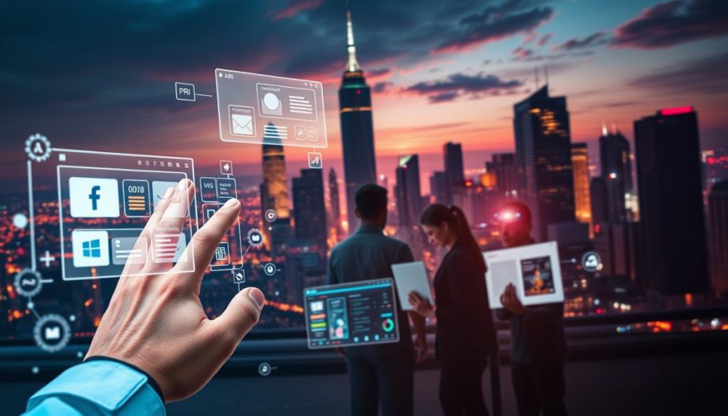 An Ai System Seamlessly Transforms Public Relations Workflows, Streamlining Content Creation, Campaign Management, And Client Engagement. In The Foreground, A Stylized Human Hand Manipulates A Futuristic User Interface, With Floating Holograms And Interactive Dashboards. The Middle Ground Showcases A Collaborative Team Of Pr Professionals, Their Faces Obscured By Glowing Screens As They Analyze Data And Strategize. In The Background, A Dynamic Cityscape With Towering Skyscrapers And A Vibrant, Neon-Tinged Skyline Sets The Scene, Hinting At The Global Reach And Impact Of This Ai-Powered Pr Revolution. Dramatic Lighting Casts Long Shadows, Creating A Sense Of Depth And Emphasizing The Transformative Power Of This Technological Advancement. An Ai System Seamlessly Transforms Public Relations Workflows, Streamlining Content Creation, Campaign Management, And Client Engagement. In The Foreground, A Stylized Human Hand Manipulates A Futuristic User Interface, With Floating Holograms And Interactive Dashboards. The Middle Ground Showcases A Collaborative Team Of Pr Professionals, Their Faces Obscured By Glowing Screens As They Analyze Data And Strategize. In The Background, A Dynamic Cityscape With Towering Skyscrapers And A Vibrant, Neon-Tinged Skyline Sets The Scene, Hinting At The Global Reach And Impact Of This Ai-Powered Pr Revolution. Dramatic Lighting Casts Long Shadows, Creating A Sense Of Depth And Emphasizing The Transformative Power Of This Technological Advancement.