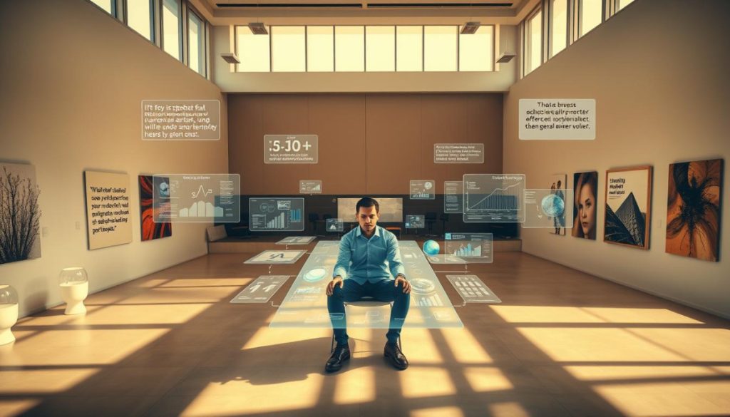 An Expansive Aerial View Of A Modern, Minimalist Office Space With Large Windows And An Abundance Of Natural Light. In The Center, An Executive Sits With Focused Intensity, Surrounded By Floating Holographic Displays Showcasing Data Visualizations, Market Insights, And Strategic Frameworks. The Walls Are Adorned With Thought-Provoking Quotes And Abstract Art, Cultivating An Atmosphere Of Intellectual Discourse. The Lighting Is Warm And Directional, Creating Dramatic Shadows That Emphasize The Gravity Of The Scene. The Camera Angle Is Slightly Elevated, Lending A Sense Of Authority And Command To The Executive'S Presence. The Overall Mood Is One Of Innovation, Vision, And The Transformative Power Of Thought Leadership. An Expansive Aerial View Of A Modern, Minimalist Office Space With Large Windows And An Abundance Of Natural Light. In The Center, An Executive Sits With Focused Intensity, Surrounded By Floating Holographic Displays Showcasing Data Visualizations, Market Insights, And Strategic Frameworks. The Walls Are Adorned With Thought-Provoking Quotes And Abstract Art, Cultivating An Atmosphere Of Intellectual Discourse. The Lighting Is Warm And Directional, Creating Dramatic Shadows That Emphasize The Gravity Of The Scene. The Camera Angle Is Slightly Elevated, Lending A Sense Of Authority And Command To The Executive'S Presence. The Overall Mood Is One Of Innovation, Vision, And The Transformative Power Of Thought Leadership.