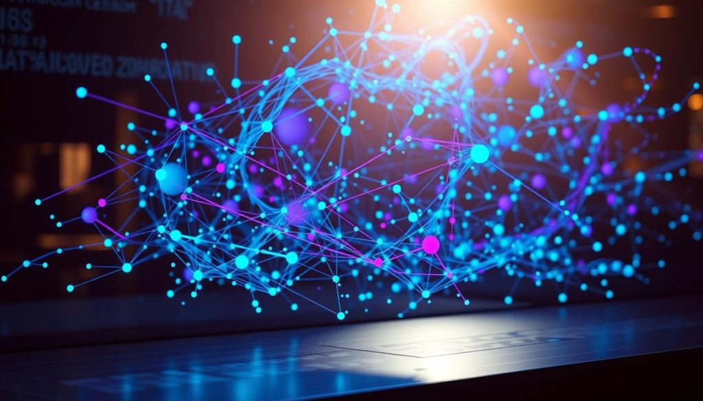 An Intricate Network Of Abstract Vector Shapes, Lines, And Nodes Cascading Across A Sleek, Modern Interface. Vibrant Shades Of Blue, Purple, And Teal Dance In A Choreographed Display, Illustrating The Dynamic Interplay Of Data Inputs And Algorithmic Processing. The Scene Is Bathed In A Warm, Directional Lighting That Casts Subtle Shadows, Adding Depth And Dimensionality. The Overall Composition Conveys A Sense Of Technological Sophistication, Precision, And The Power Of Vector-Based Indexing Strategies To Optimize Online Visibility And Discoverability.