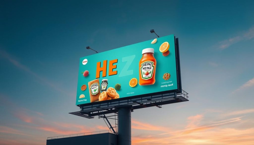 Generate An Image Of A Creative Billboard Campaign By Monzo And Heinz.