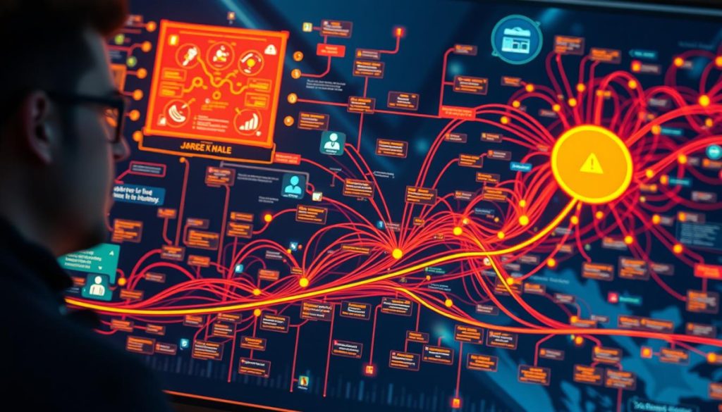 Hyperrealistic Customer Journey Map, Meticulously Rendered With A Cinematic Lens, Showcasing An Intricate Web Of Touchpoints, User Interactions, And Data Flows. Vibrant, High-Contrast Colors Highlight Key Stages, While Subtle Shadows And Depth Of Field Create A Sense Of Tangibility. The Foreground Features A Central Customer Persona, Their Path Through The Journey Illuminated By Dynamic Data Visualizations. In The Middle Ground, A Network Of Interconnected Milestones And Decision Points. The Background Subtly Depicts The Broader Business Ecosystem, Providing Context And Depth. Impeccable Attention To Detail, With A Balance Of Technical Precision And Emotive Storytelling.