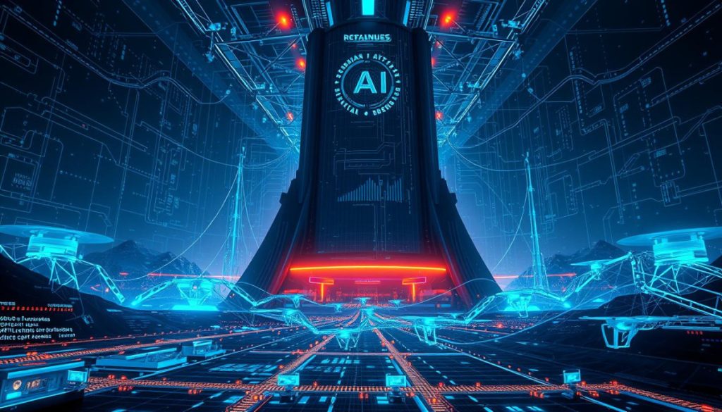 Imposing Monolithic Ai System Integration With Sleek, Interconnected Networks. Complex Algorithms Dancing Across A Digital Landscape, Seamlessly Weaving Business Data Into A Cohesive Whole. Translucent Displays Showcase Real-Time Insights, While Robotic Arms And Autonomous Drones Symbolize Automated Workflows. Vibrant Blues And Teals Evoke A Sense Of Innovation And Technological Prowess, Complemented By The Warm Glow Of Strategic Decision-Making. Cinematic Lighting And A Cinematic Camera Angle Convey The Transformative Power Of Ai-Driven Digital Transformation. Imposing Monolithic Ai System Integration With Sleek, Interconnected Networks. Complex Algorithms Dancing Across A Digital Landscape, Seamlessly Weaving Business Data Into A Cohesive Whole. Translucent Displays Showcase Real-Time Insights, While Robotic Arms And Autonomous Drones Symbolize Automated Workflows. Vibrant Blues And Teals Evoke A Sense Of Innovation And Technological Prowess, Complemented By The Warm Glow Of Strategic Decision-Making. Cinematic Lighting And A Cinematic Camera Angle Convey The Transformative Power Of Ai-Driven Digital Transformation.