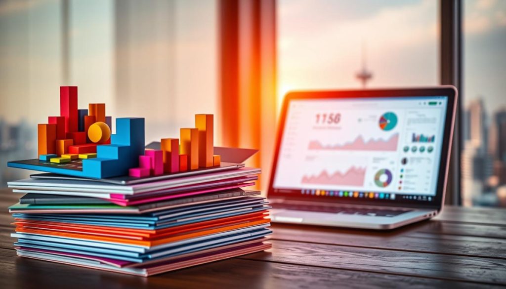 Photographic Still Life Depicting The Three Key Elements Of Data Storytelling. In The Foreground, A Stack Of Colorful Data Visualizations - Bar Charts, Pie Charts, And Line Graphs - Arranged In A Dynamic, Overlapping Composition. In The Middle Ground, A Glowing Laptop Screen Displaying A Data Dashboard, Its Interface Designed With Clean Typography And Intuitive Data Visualizations. In The Background, A Softly Blurred City Skyline, Hinting At The Broader Context And Real-World Impact Of Effective Data Storytelling. The Lighting Is Warm And Natural, With Dramatic Shadows And Highlights Accentuating The Forms And Textures. Captured With A Wide-Angle Lens To Create A Sense Of Depth And Immersion. Overall, A Visually Striking And Conceptually Rich Image That Embodies The Power Of Transforming Complex Data Into Compelling Narratives. Photographic Still Life Depicting The Three Key Elements Of Data Storytelling. In The Foreground, A Stack Of Colorful Data Visualizations - Bar Charts, Pie Charts, And Line Graphs - Arranged In A Dynamic, Overlapping Composition. In The Middle Ground, A Glowing Laptop Screen Displaying A Data Dashboard, Its Interface Designed With Clean Typography And Intuitive Data Visualizations. In The Background, A Softly Blurred City Skyline, Hinting At The Broader Context And Real-World Impact Of Effective Data Storytelling. The Lighting Is Warm And Natural, With Dramatic Shadows And Highlights Accentuating The Forms And Textures. Captured With A Wide-Angle Lens To Create A Sense Of Depth And Immersion. Overall, A Visually Striking And Conceptually Rich Image That Embodies The Power Of Transforming Complex Data Into Compelling Narratives.