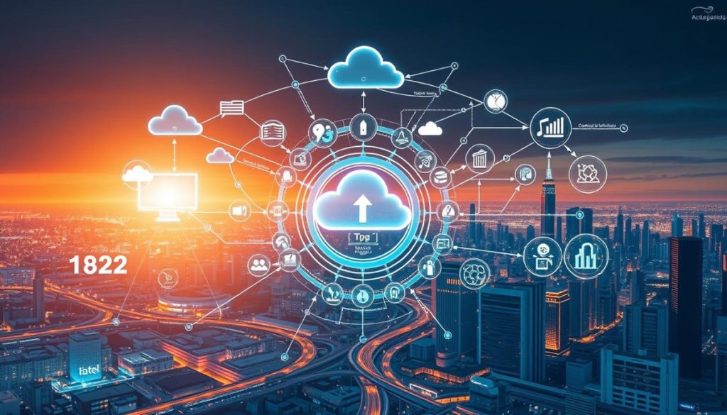 A Highly Detailed, Hyperrealistic Digital Illustration Of A Multidimensional, Holistic Digital Transformation Strategy. The Foreground Depicts A Futuristic, Interconnected Network Of Technologies And Systems, Including Cloud Computing, Big Data, Ai, And Automation, All Seamlessly Integrated And Working In Harmony. The Middle Ground Showcases Various Real-World Business Applications, Such As Process Optimization, Customer Experience Enhancement, And Data-Driven Decision Making. The Background Features A Panoramic Cityscape, With Skyscrapers And Infrastructure Symbolizing The Scale And Scope Of Digital Transformation. The Scene Is Illuminated By A Warm, Almost Ethereal Lighting, Conveying A Sense Of Progress, Innovation, And The Dawn Of A New Era In Business. A Highly Detailed, Hyperrealistic Digital Illustration Of A Multidimensional, Holistic Digital Transformation Strategy. The Foreground Depicts A Futuristic, Interconnected Network Of Technologies And Systems, Including Cloud Computing, Big Data, Ai, And Automation, All Seamlessly Integrated And Working In Harmony. The Middle Ground Showcases Various Real-World Business Applications, Such As Process Optimization, Customer Experience Enhancement, And Data-Driven Decision Making. The Background Features A Panoramic Cityscape, With Skyscrapers And Infrastructure Symbolizing The Scale And Scope Of Digital Transformation. The Scene Is Illuminated By A Warm, Almost Ethereal Lighting, Conveying A Sense Of Progress, Innovation, And The Dawn Of A New Era In Business.