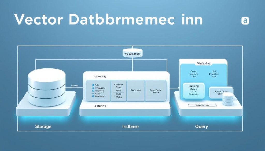 Vector Database Implementation Guide, Photorealistic Technical Diagram Showing The Various Components And Architecture Of A Vector Database System, Including Storage, Indexing, Search, And Query Processing Modules, With A Clean And Minimalist Aesthetic, Rendered In 3D With Precise Technical Details, With A Focus On Conveying The Conceptual And Functional Aspects Of A Vector Database, Using A Cool Color Palette And Soft Lighting To Create A Professional And Informative Tone